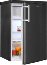 Exquisit KS16-4-HE-040E Stand Kühlschrank mit Gefrierfach, 56 cm breit, 109 L, LED Beleuchtung, Inoxlook-az
