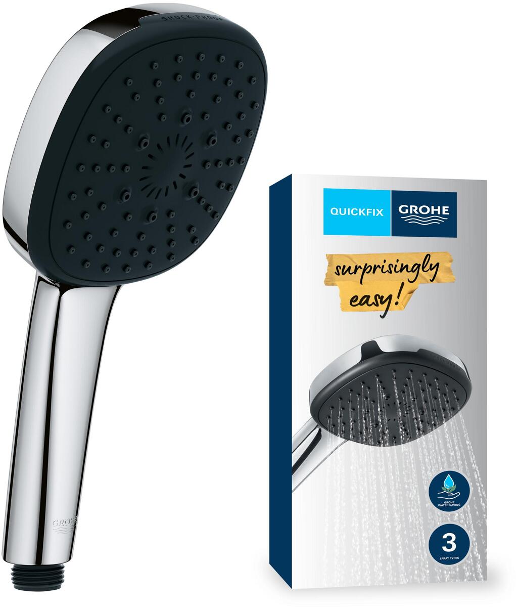 GROHE Vitalio Comfort 110 Handbrause, Quickfix, 3 Strahlarten, chrom (26092001)