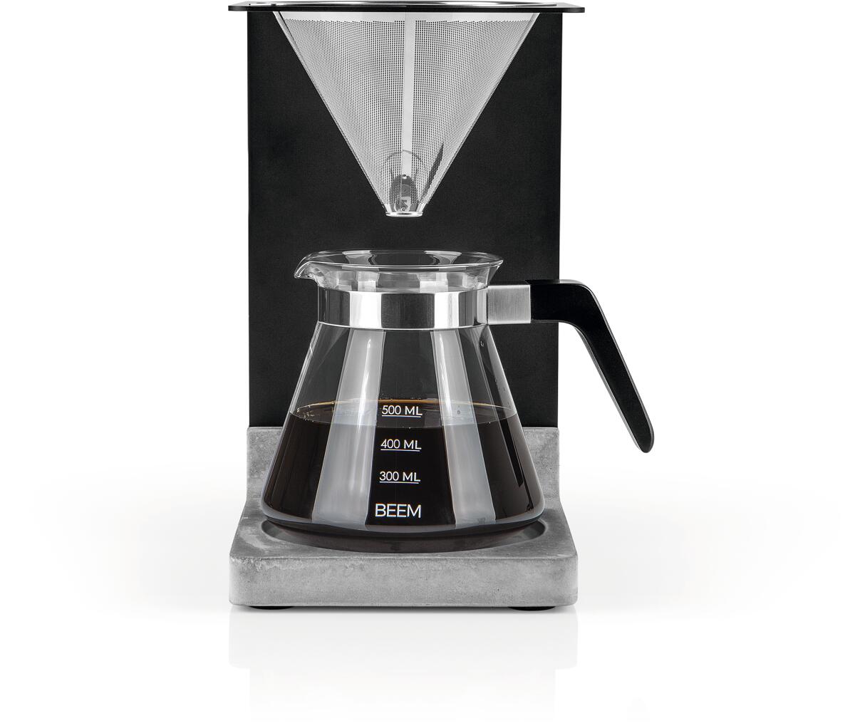 BEEM Kaffeebereiter Set Pour Over Beton, 500ml, schwarz/Edelstahl (03380)