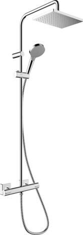 hansgrohe Vernis Shape Duschsystem 230 1 Strahlart wassersparend+ mit Thermostat, Kunststoff, 5,7 l/min, 230 x 170 mm, Chrom, (26319000)