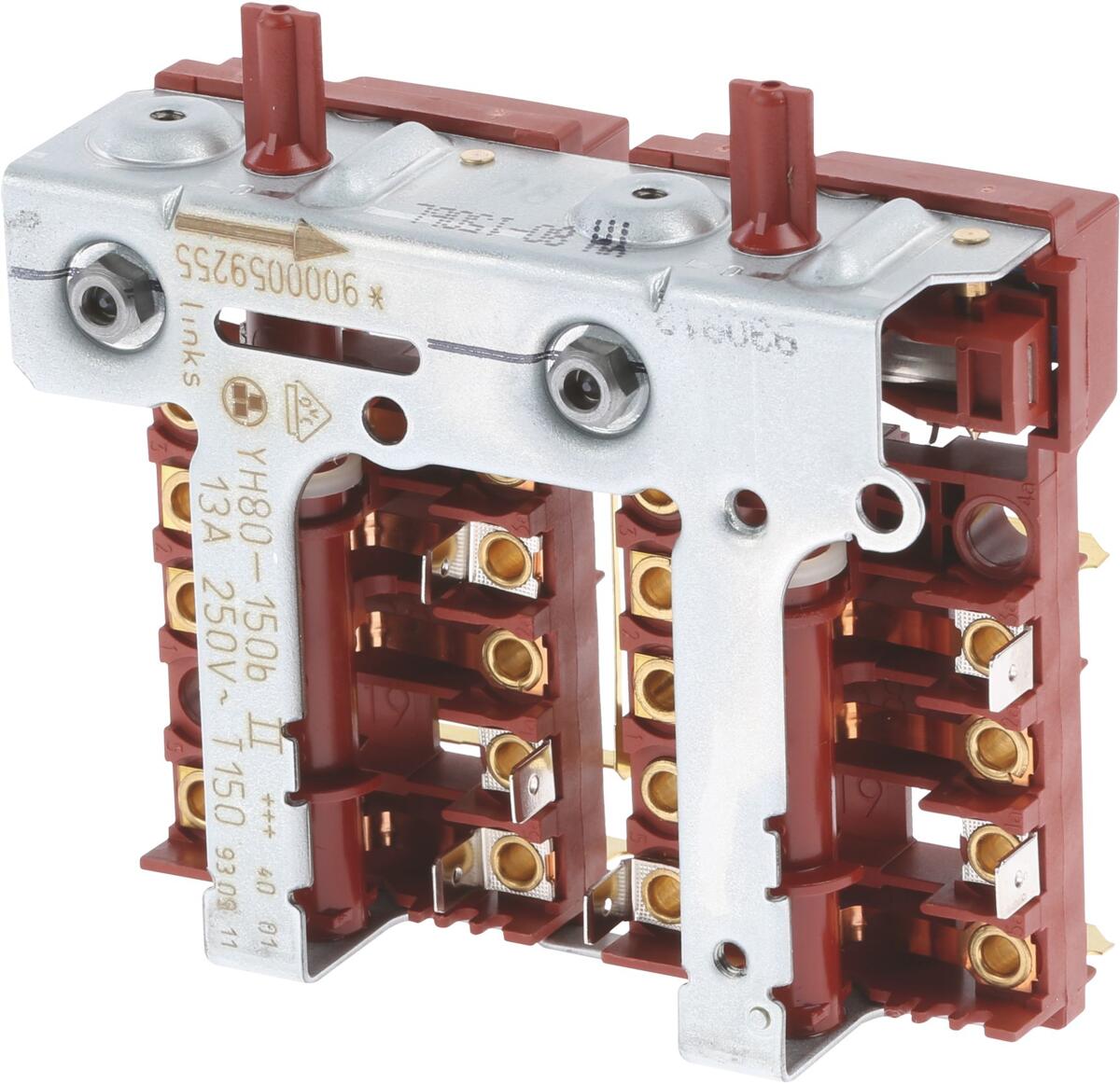 Energieregler-Zweierblock, YH80-150b links 250V rechts 250V Zonenzuschaltung für 2 Zonen, versenkbare Schaltergriffe Steckachse mit D-Kontur im Schalt