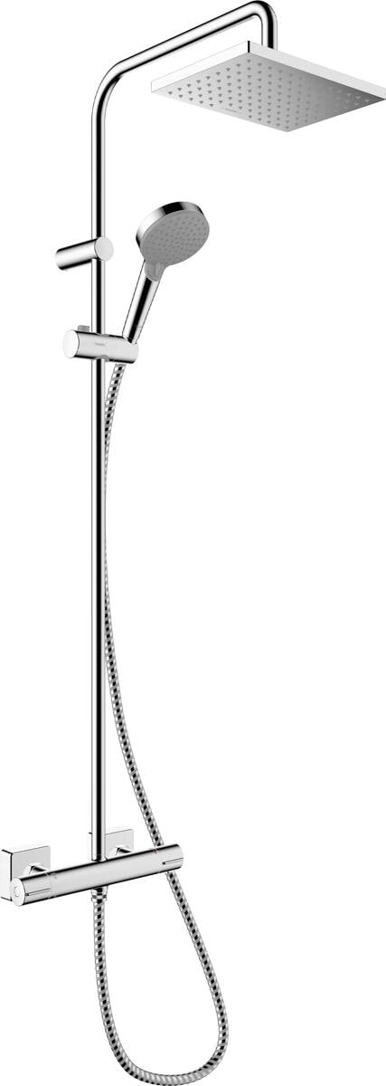 hansgrohe Vernis Shape Duschsystem 230 1 Strahlart wassersparend mit Thermostat, Kunststoff, 6,8 l/min, 230 x 170 mm, Chrom, (26097000)