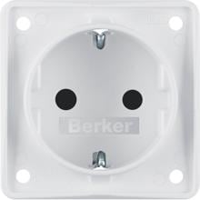 Berker 947792502 Steckdose SCHUKO, erhöhtem Berührungsschutz, Steckklemmen, Integro Modul-Einsätze, polarweiß matt
