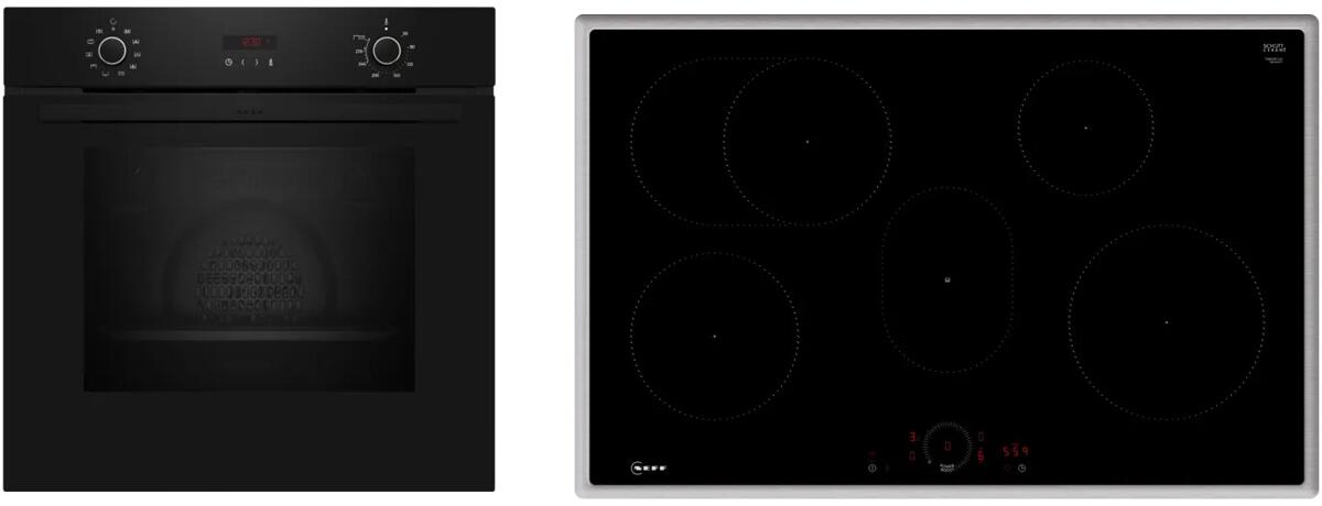 Neff BX48PIB0 N30/N70 A+ Backofen-Set mit Induktionskochfeld (B2CCG6AK3+T58SHF1L0), 59,4 cm breit, 71 L, Pyrolyse, Grillfunktion, schwarz