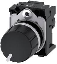Siemens 3SU1200-2PS10-1AA0 Potentiometer, kompakt, 22 mm, rund, Kunststoff, schwarz, 10k Ohm, mit Halter, Schraubanschluss