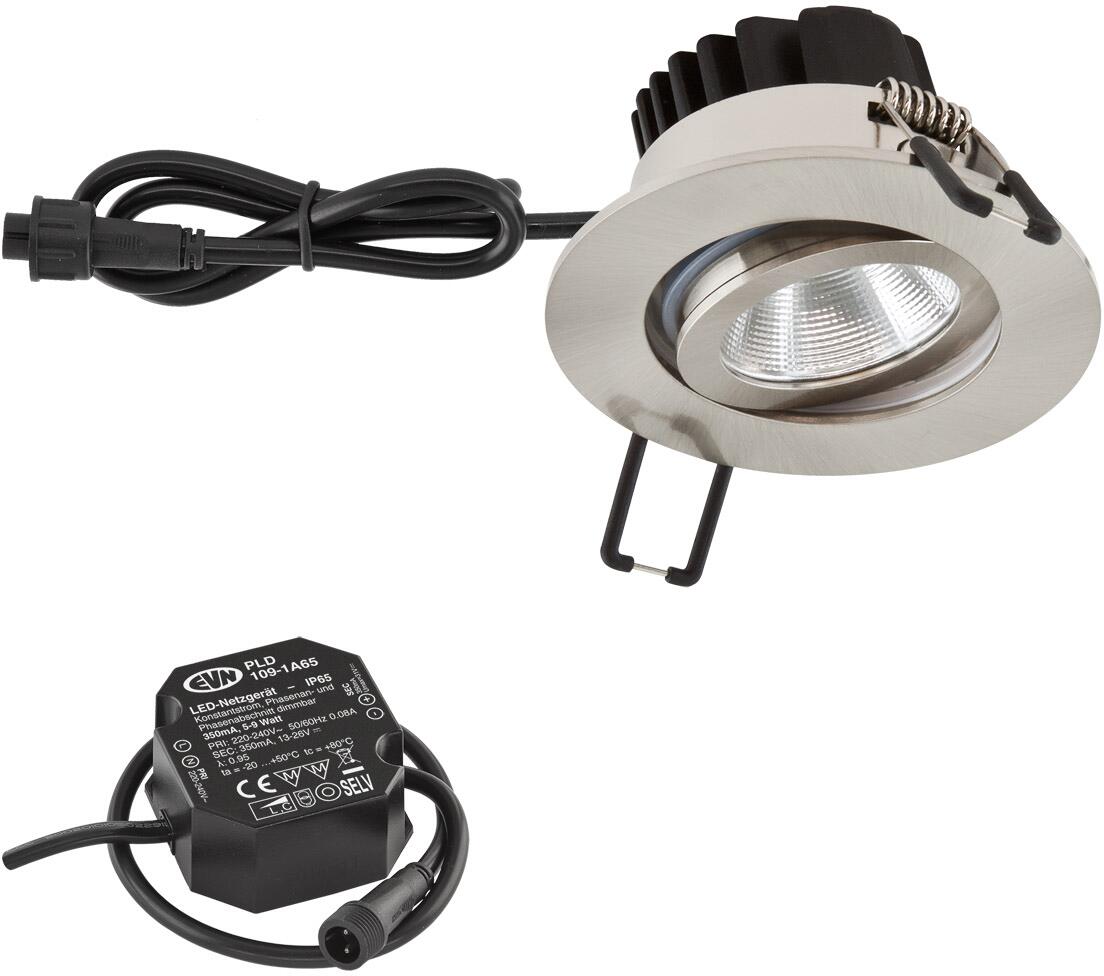 EVN PC65 LED Deckeneinbauleuchte, 6W, 4000K, 683lm, rund, schwenkbar, Edelstahl (PC650N61340)