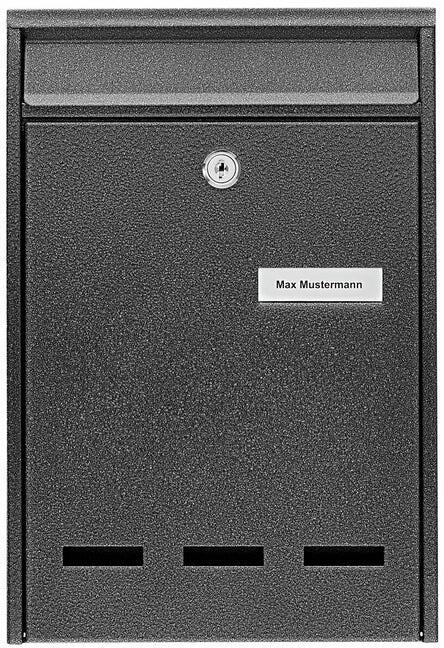 Burg Wächter Pocket 5871 E Briefkasten, Hochformat, mit drei Sichtfenstern, Stahl, grau (61000)
