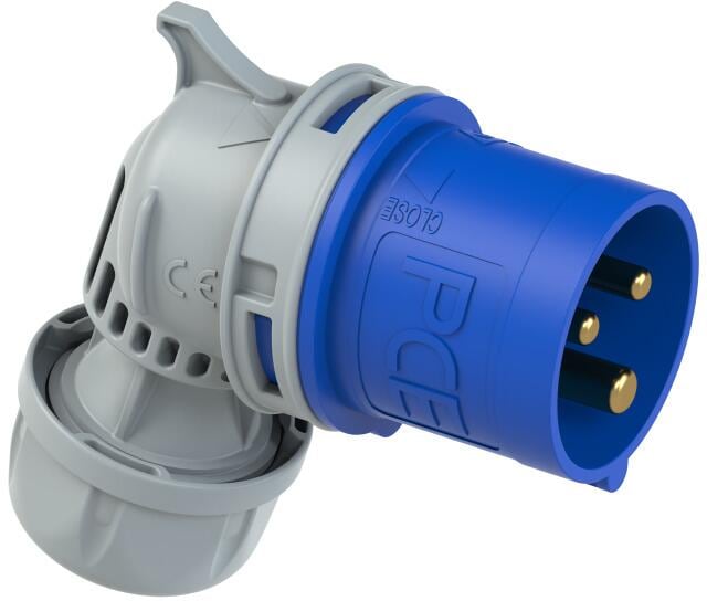 PCE TT TWIST CEE-Winkelstecker, 16A, 3p, 6h, IP44, 230V, schraublos, blau (8013-6tt)