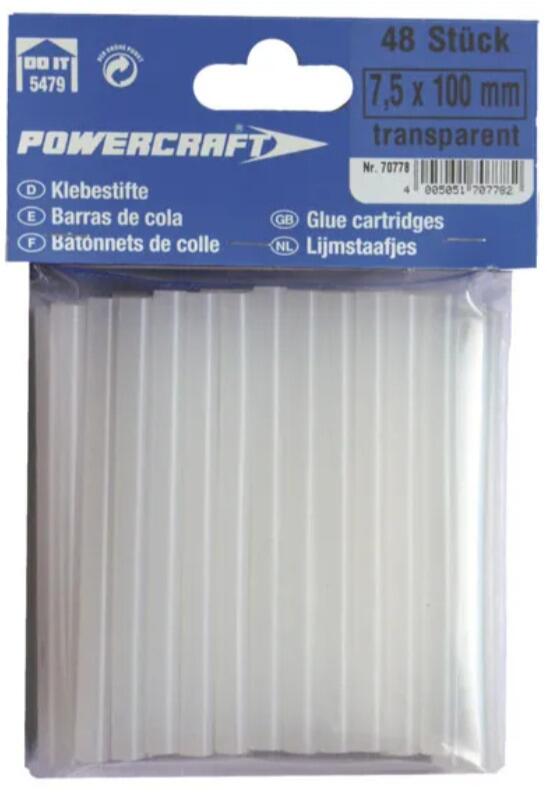Silberspeer Powercraft Klebesticks 100mm, Ø 7,5mm, 48 Stück, transparent (70775.1)