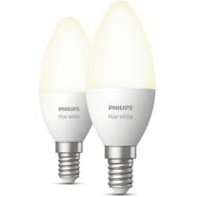Philips Hue White Smarte LED Lampe, Kerze, Doppelpack, E14, 5,5W, 470lm, 2700K (929003021102)