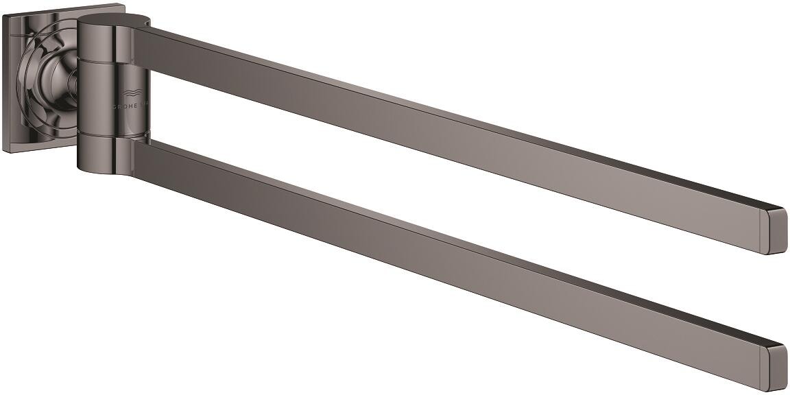 GROHE Allure Doppel-Handtuchhalter, schwenkbar, Länge 460 mm, schwenkbar 90°, hard graphite (40342A01)