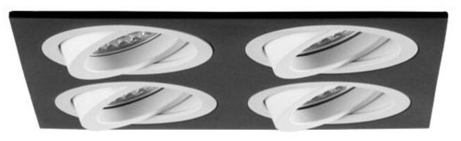 Brumberg M1 Einbaugehäuse, quadratisch, bündig, 4-fach, mit Modulhalterungen bündig, schwenkbar 20°, IP20, max. 4x13W, ohne LED-Module, Aluminium, sch