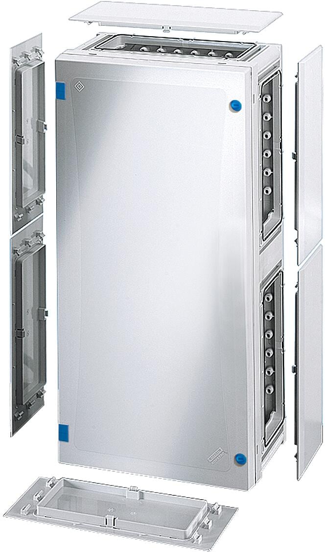 Hensel FP 0331 ENYSTAR Leergehäuse mit Verschlussplatten, Einbaumaße 486x216x140mm, grau