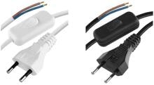 EMOS Netzkabel, H03VVH2-F, 2x 0,75mm², Schalter, PVC, weiß
