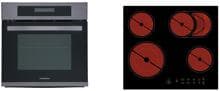 respekta DIGISET8BS5500 Elio Herdset mit Glaskeramikkochfeld, 60 cm breit, 66 L, TouchControl, Timer, Bräterzone, Restwärmeanzeige, Rahmenlos, Edelstahl
