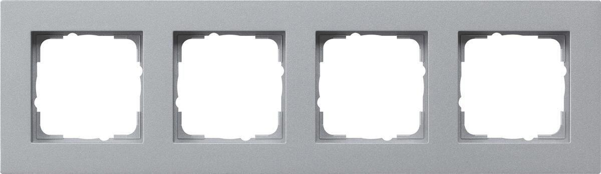 Gira 0214255 Abdeckrahmen 4-fach für den flachen Einbau, System 55 E2, Farbe Alu