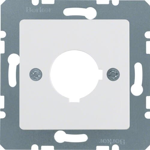 Berker 143209 Zentralplatte für Melde- und Befehlsgerät, Ø 22,5 mm, S.1/B.3/B.7, polarweiß glänzend
