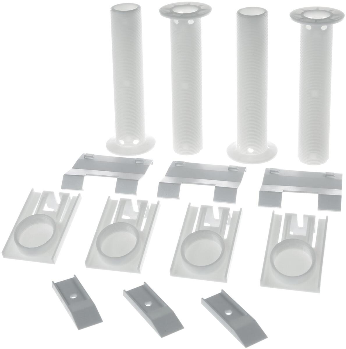 Bosch Siemens 00649024 Einbausatz, Kleinteile - 3xAbdeckungs-Clip,2xAbstands-Adapter,, 4xKuechenfuss-Halter,4xStandbein-Zwischenboden