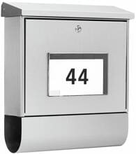 Burg Wächter Malaga 4400 Si Solar-Briefkasten-Set, mit Zeitungsfach, Querformat, Öffnungsstopp, Hausnummernfeld, silber (75330)