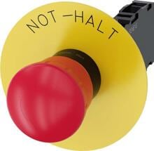 Siemens 3SU1100-1HB20-1FH0 NOT-HALT-Pilzdrucktaster, 22 mm, rund, Kunststoff, rot, 40 mm, zwangsläufige Verrastung, gemäß DIN EN ISO 13850, Drehentriegelung, 1S+1Ö, Schraubanschluss