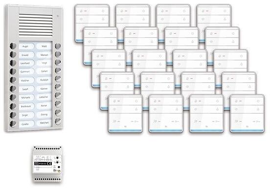 TCS PPAF20-EN/01 pre:pack Audio Aufputz für 20 Wohneinheiten, mit Außenstation PES 20 Klingeltasten + 20 x Freisprecher ISW5010 + Steuergerät BVS20