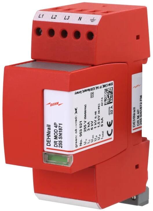 Dehn DR M 4P 255 SN1872 FM DEHNrail M Überspannungsableiter für Industrieelektronik, 4-polig, 255V, Typ 3 (953406)