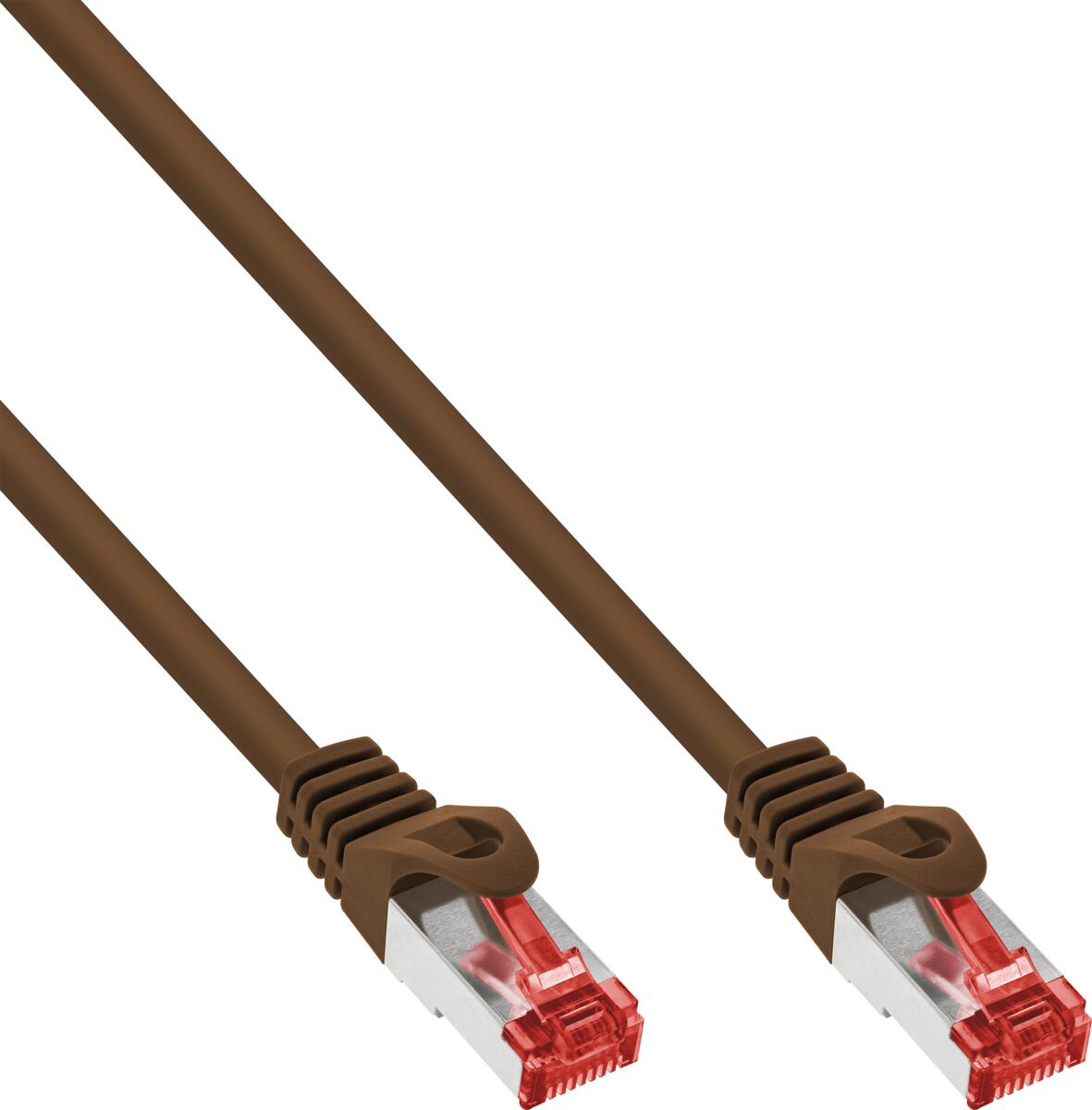 InLine Patchkabel, S/FTP (PiMf), Cat.6, 250MHz, PVC, Kupfer, braun, 0,5m (76450K)