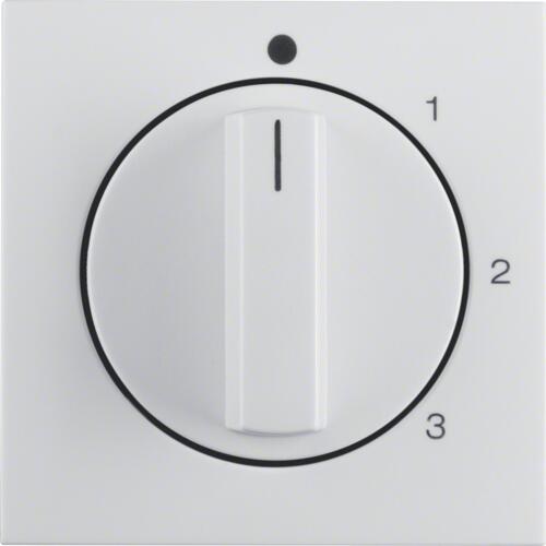 Berker 1096898900 Zentralstück mit Drehknopf für 3-Stufenschalter, S.1, polarweiß glänzend