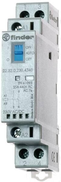 Finder 22.32.0.024.4540 Schütz 24VAC/DC, REG Ö+S, 25A, Auto-Off-On-Schalter, LED-Anzeige