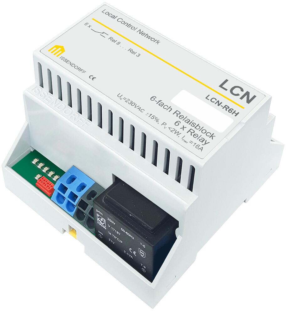 Issendorff Mikroelektronik 30330 LCN R6H Relaismodul mit Wechsler und Versorgung, 6 x 16 A