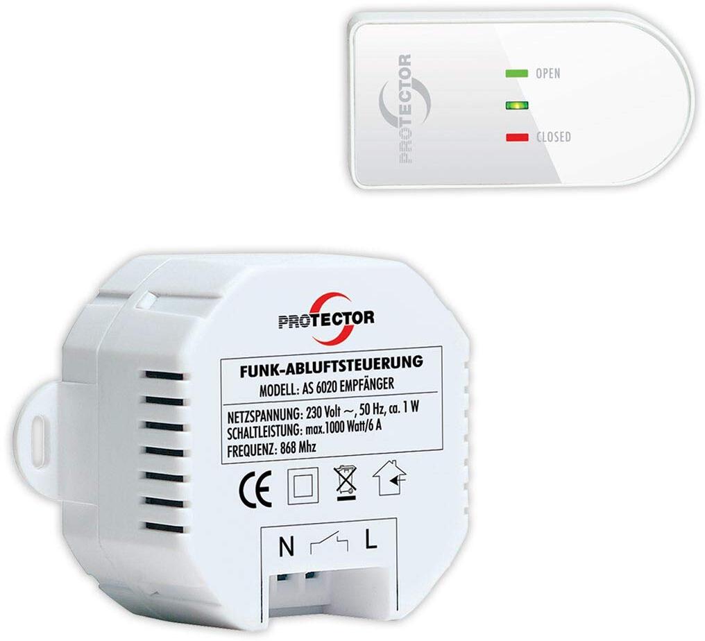 Protector AS-6020 Einbau-Funk-Abluftsteuerung, Lichtfunktion, 230V, 1000W, weiß/braun