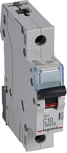 Legrand 403432 Leitungsschutzschalter, TX3, C-Charakteristik, 10A, 1-Polig, 6kA, 230V