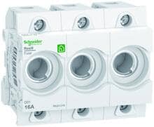 Schneider R9J01316 Neozed Sicherungssockel D01, 3-Polig, 16A, 400V, DIN-Schiene