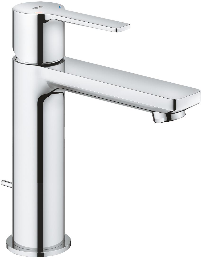 GROHE Lineare Einhand-Waschtischbatterie, S-Size, Einlochmontage, Zugstangen-Ablaufgarnitur 1 1/4"", EcoJoy, chrom (32114001)