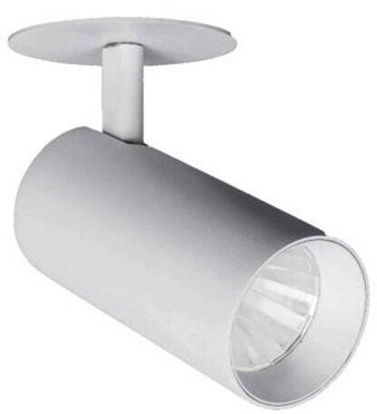 Brumberg LED-Halbeinbau-Richtstrahler 230 V AC, 50 Hz, 14,5W, 1745lm, 20°, 3.000K, CRI > 90, rund, dreh- und schwenkbar, DALI dimmbar, silber struktur