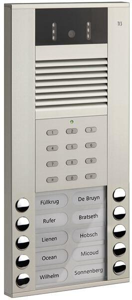 TCS AVE54103-0010 Video-Außenstation mit 130-Grad-Kamera, mit 10 Klingeltasten (rechts-/linksbündig) mit integriertem Codeschloss, AP, Serie AVE, silb