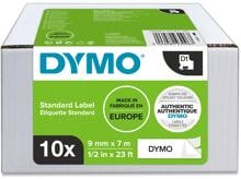 Dymo 2093097 D1-Schriftband für LabelManager, Polyester, 12mmx7m, Schwarzer Text auf weißem Etikett, VPE=10 Stk.