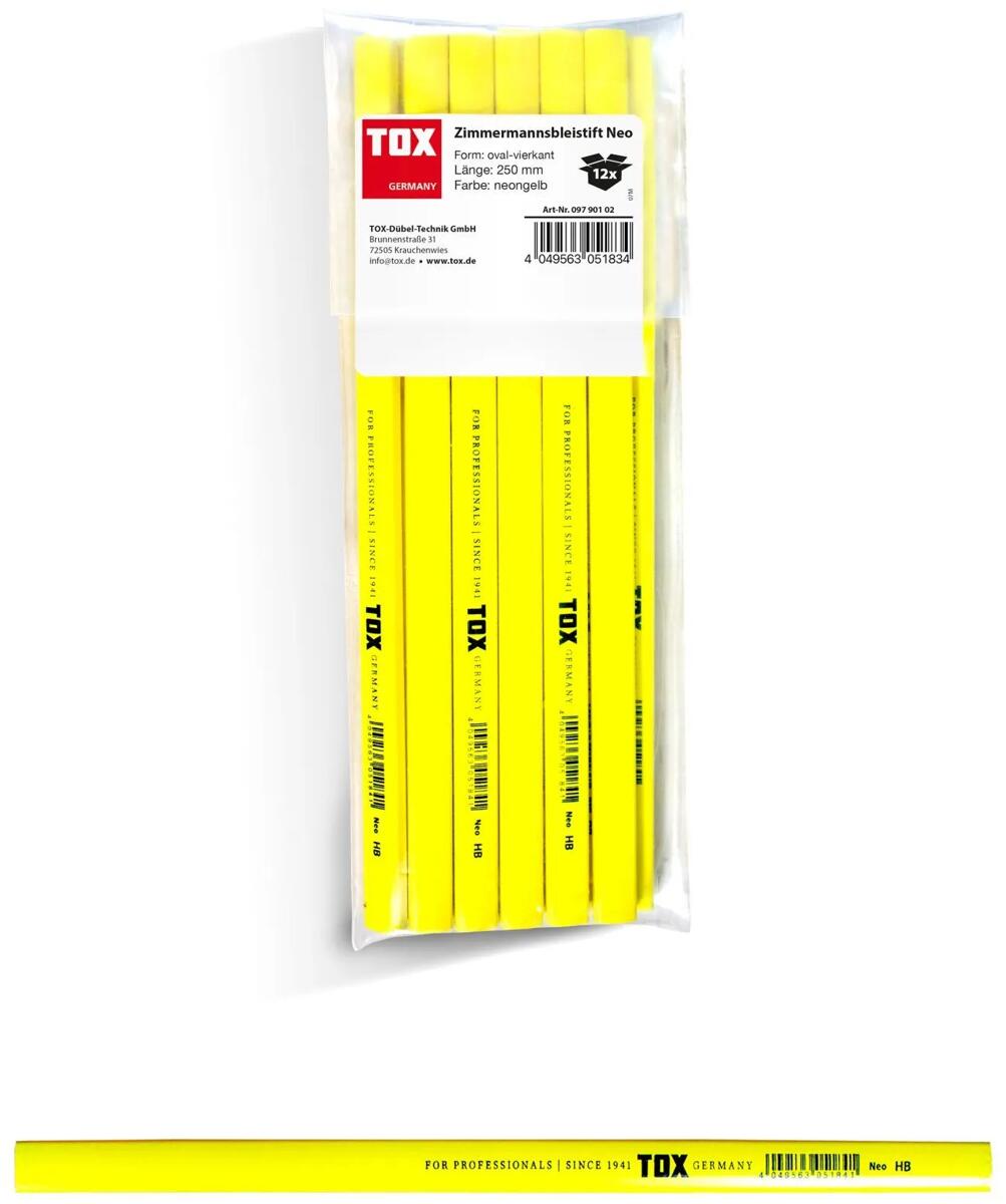 TOX Neo Zimmermannsbleistift, quadratisch, 250 mm, neongelb (09790102)