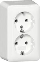 Gira 478013 SCHUKO-Doppelsteckdose mit Montageplatte, 16A, 250 V~, Reinweiß, IP20