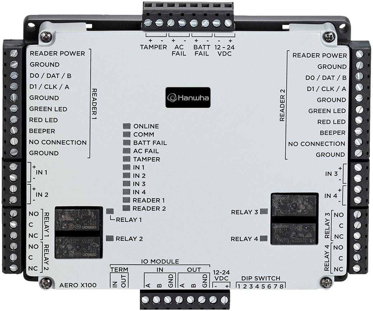 Hanwha Vision X100 4-Leser-Erweiterungsmodul für zwei Türen, weiß (X100A-H003)