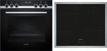 Siemens PQ521IA03 Einbau-Herd-Set mit Induktionskochfeld (EI645CFB6E + HE578GBS4) 60 cm breit, 71 L, activeClean, cookControl30, 3D Heißluft, Rahmen aufliegend, schwarz