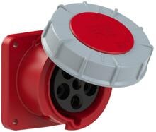 PCE CEE-Anbausteckdose, 63A, 5p, 6h, IP67, POWER TWIST, 100x100, gerade, rot (335-6)