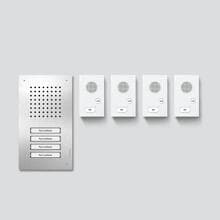 Siedle SET CLAB 850-4 E/W Audio-Türsprechanlagen-Set Bus-Technik, 4 Ruftasten, 4 Audio-Innenstationen, Türstation mit Unterputzgehäuse, Türöffnerfunktion edelstahl/weiß (210010048-00)