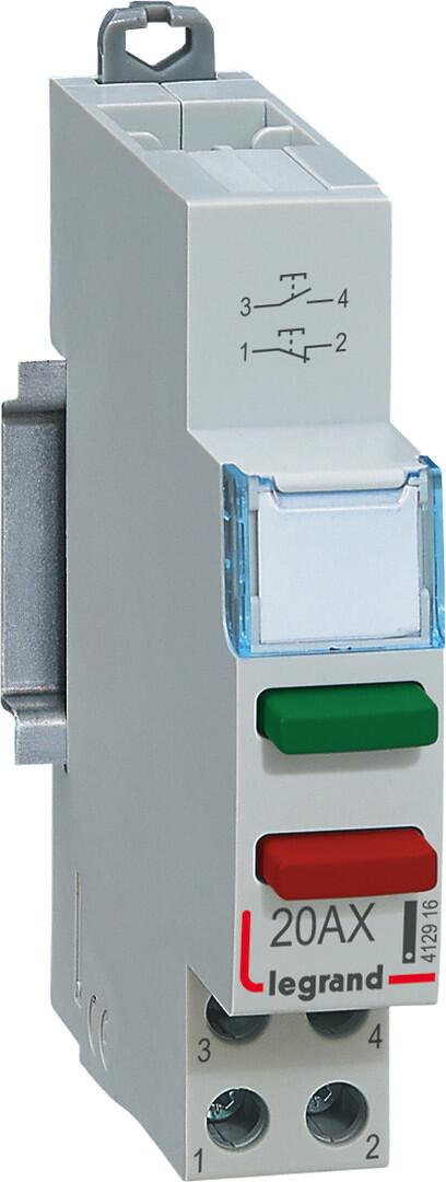 Legrand 412916 CX3 Taster 20A, 1 Schließer (GN), 1 Öffner(RT)