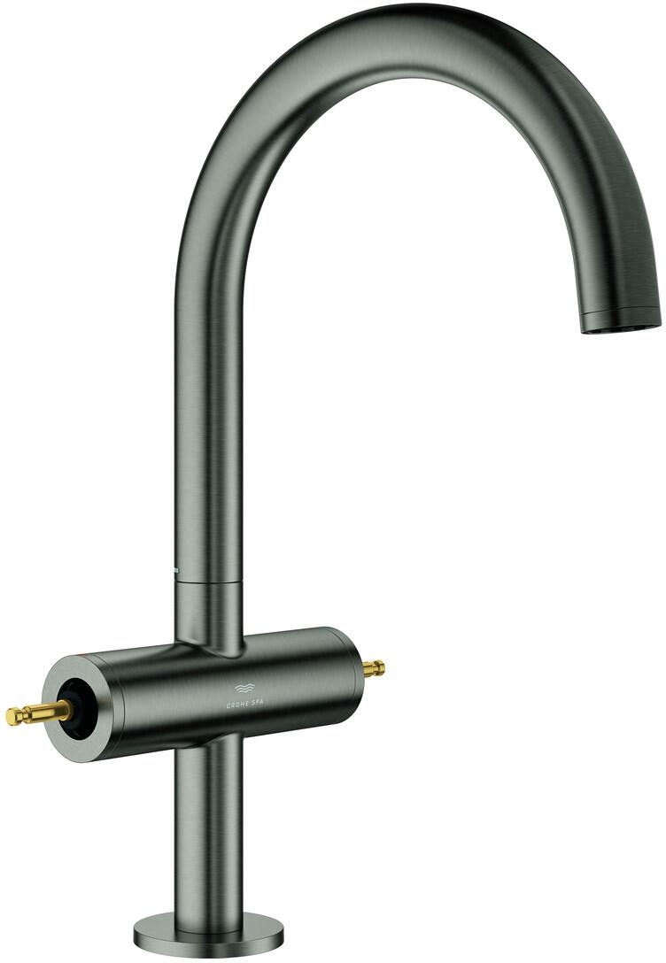 GROHE Atrio Private Collection Waschtisch-Einlochbatterie, 1/2"", L-Size, Ablaufgarnitur, hard graphite gebürstet (21134AL0)
