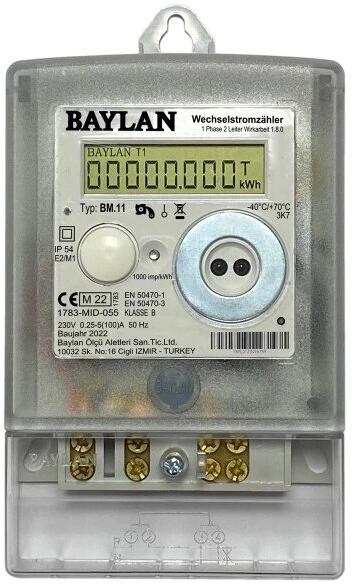 Lauxx Energy BM.11 Wechselstromzähler für Zählermontage 3 Punkt, direktmessend bis 100A, Infoanzeige u.a. für Spannung, Leistung, etc., grau (32021)