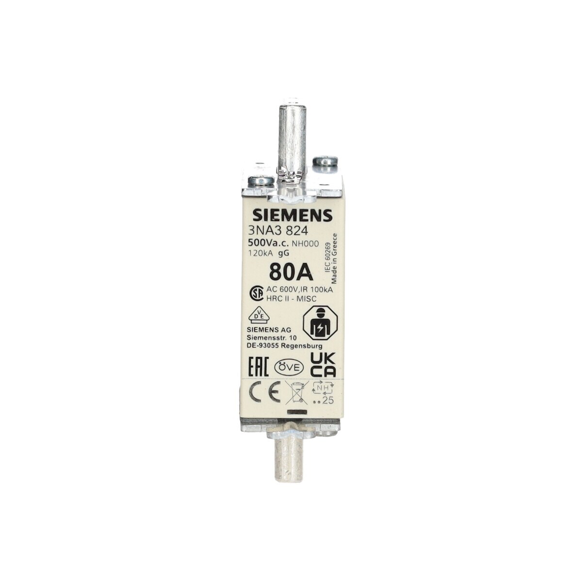 Siemens 3NA3824 NH Sicherungseins tze GL GG 80A 3 Stck Elektroshop Wagner