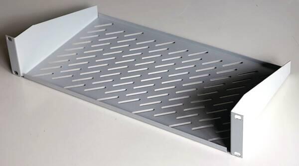 Schweitzer 19“ Fachboden Fronteinbau für Gehäuse EasyFix / EasyBox, 2 HE, 350 mm tief, perforiert (ZAF02352)