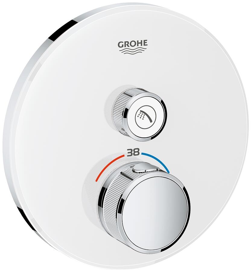 GROHE Smartcontrol Thermostat mit 1 Absperrventil, rund, EcoJoy, moon white (29150LS0)