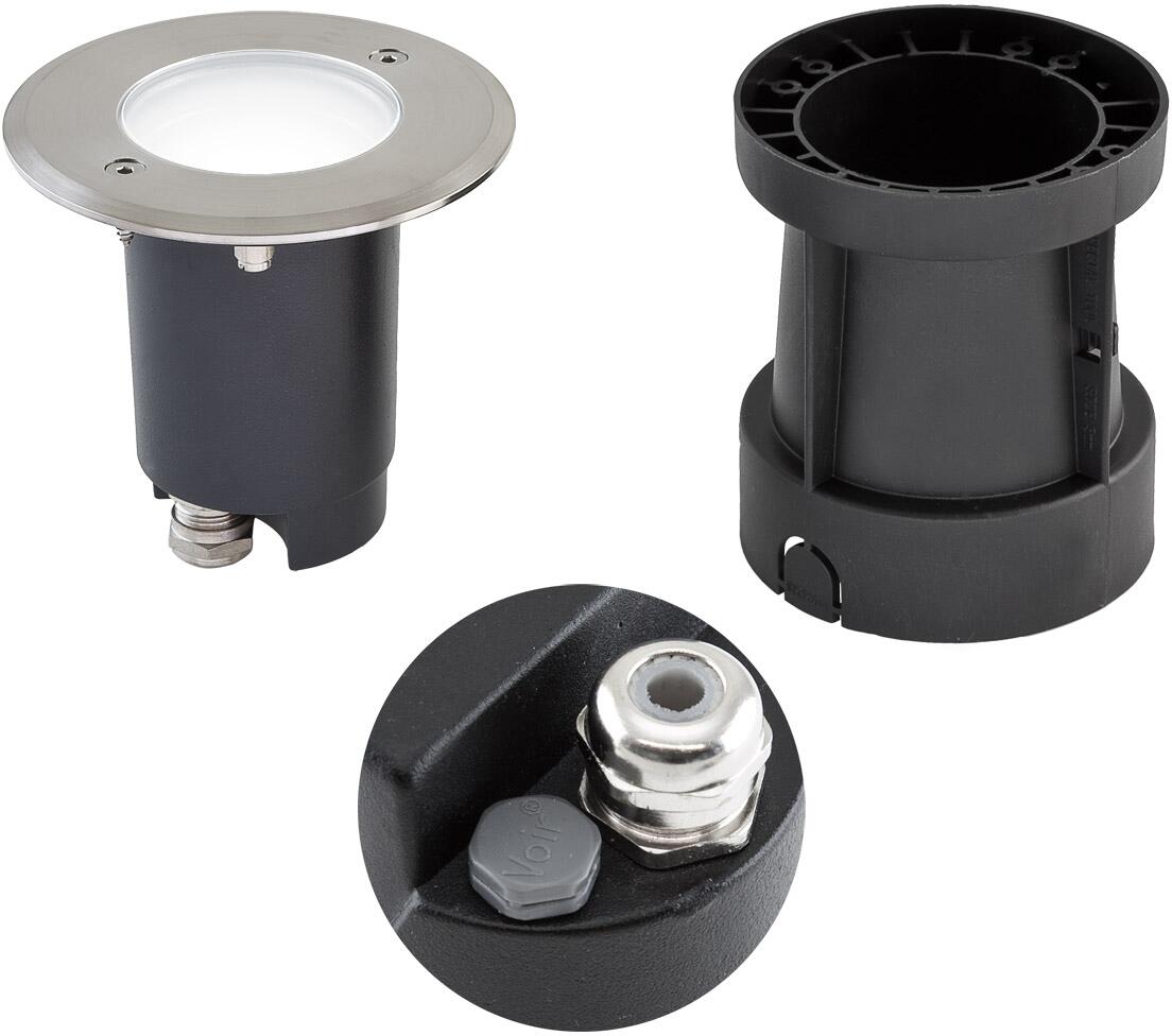 EVN TALPA LED Bodeneinbau, rund, schwenkbar, Edelstahl/Alu, inkl. Leuchtmittel, IP67, 230V, 4,6W, 4000K, 390lm, mit selbstentlüftendem Ventil, Edelsta